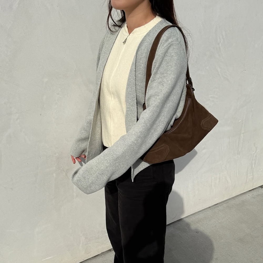 Gray Layered Open Front Cardigan